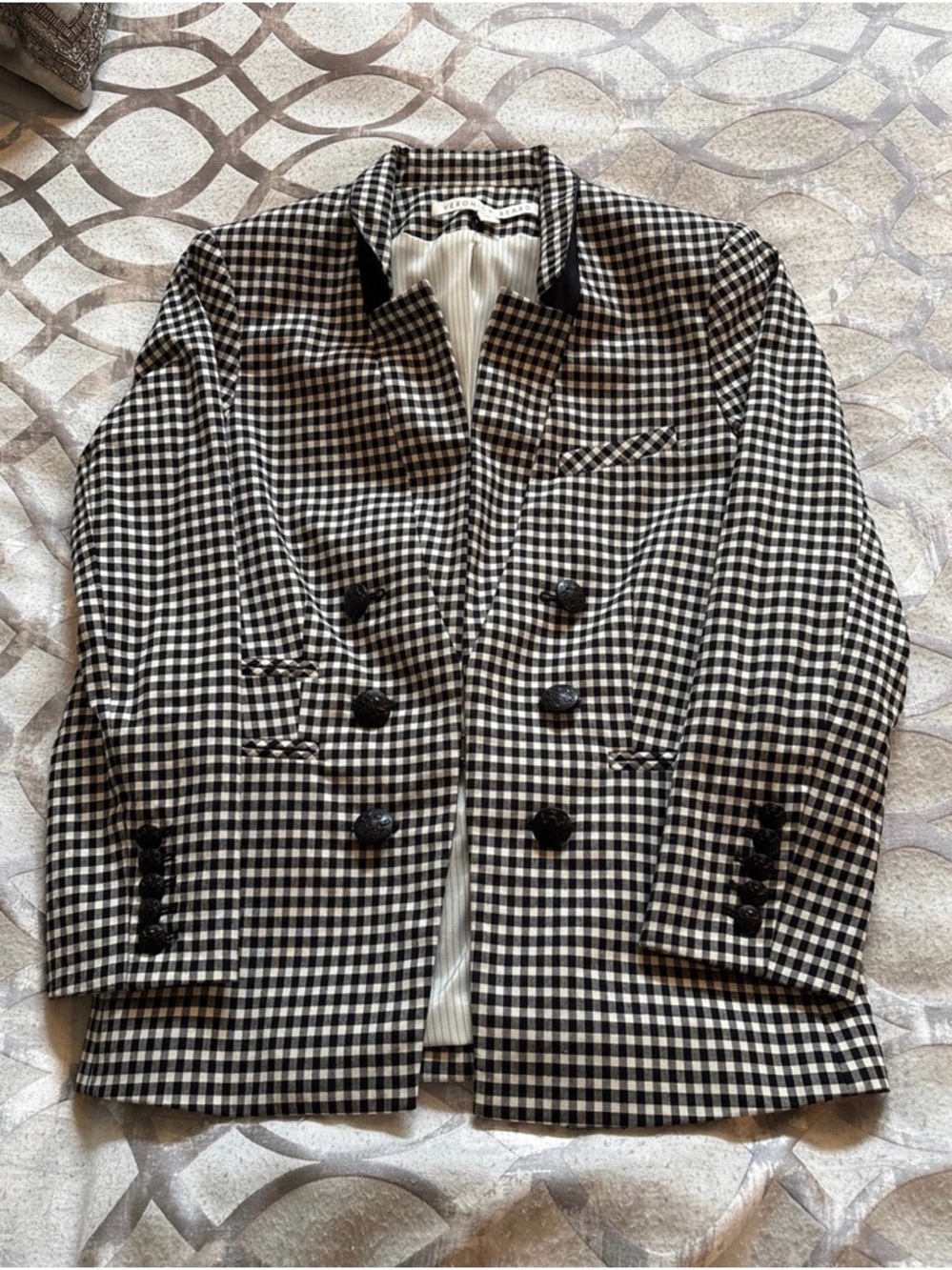Veronica Beard Black & White Gingham Blazer in Size 4